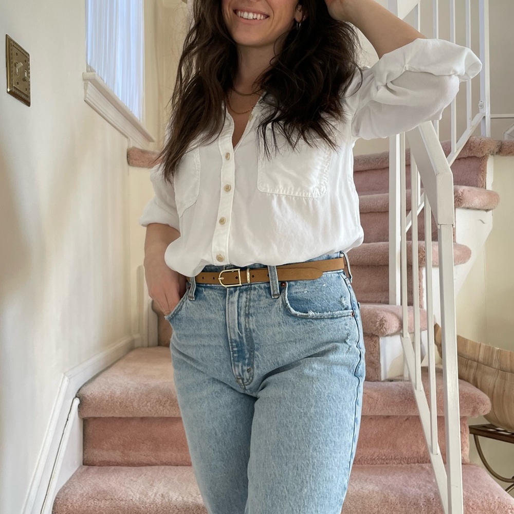 Abercrombie Puff Sleeve White Button down Shirt